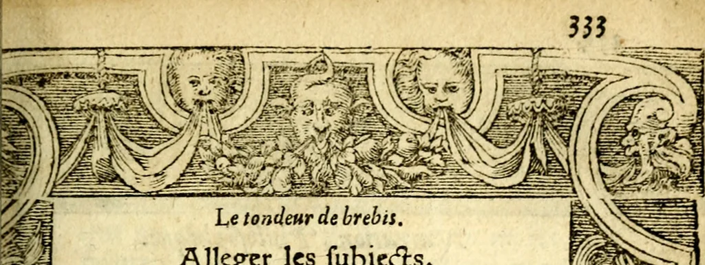 An illustration from Le pegme de Pierre Covstav, 1560, leaf 332