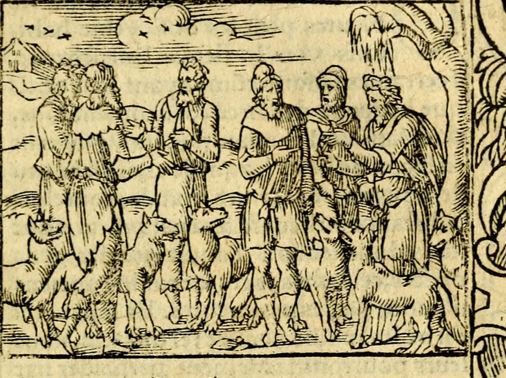 An illustration from Le pegme de Pierre Covstav, 1560, leaf 340
