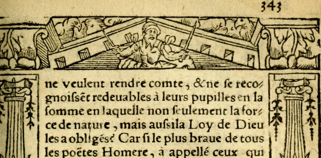 An illustration from Le pegme de Pierre Covstav, 1560, leaf 342