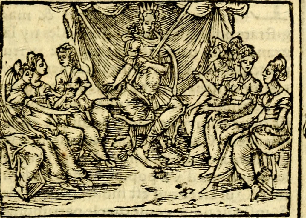 An illustration from Le pegme de Pierre Covstav, 1560, leaf 392