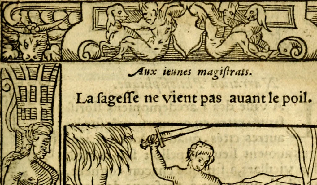 An illustration from Le pegme de Pierre Covstav, 1560, leaf 40