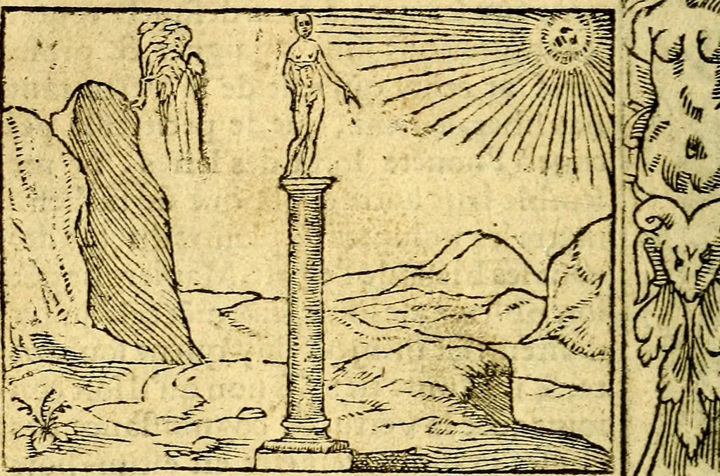 An illustration from Le pegme de Pierre Covstav, 1560, leaf 55