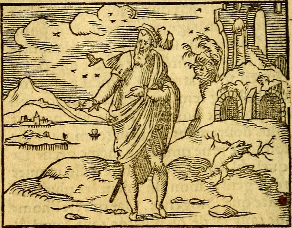 An illustration from Le pegme de Pierre Covstav, 1560, leaf 77