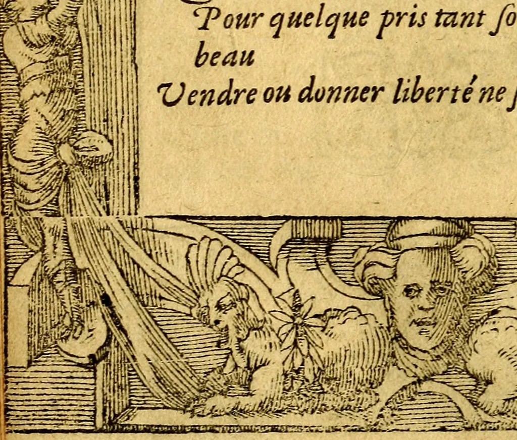 An illustration from Le pegme de Pierre Covstav, 1560, leaf 77