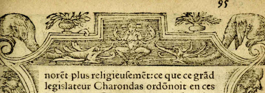 An illustration from Le pegme de Pierre Covstav, 1560, leaf 96