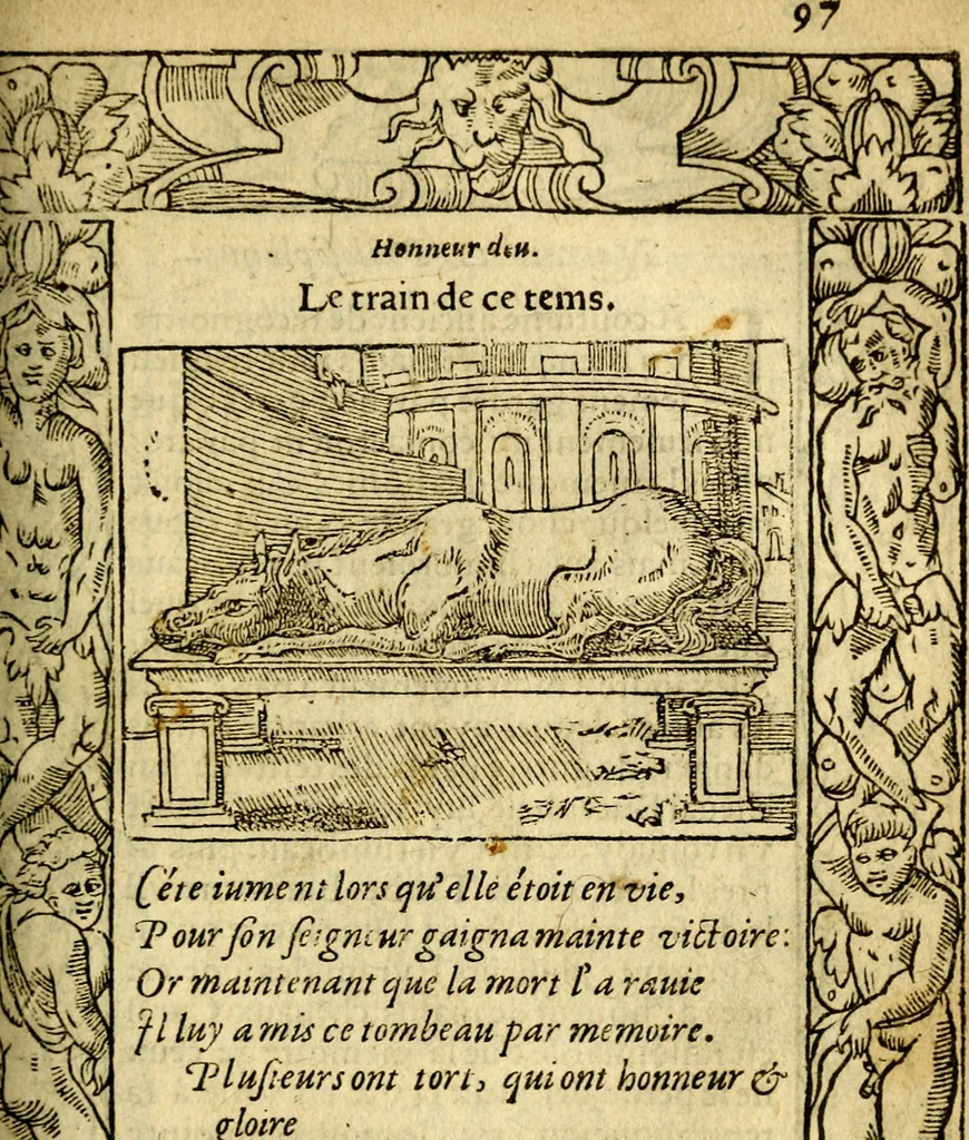 An illustration from Le pegme de Pierre Covstav, 1560, leaf 98