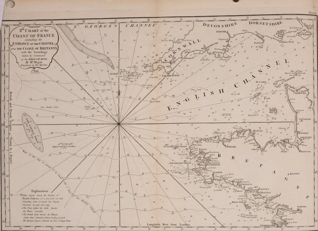 An illustration from Le Petit Neptune français; or, French coasting pilot, for the coast of Flanders, Channel, Bay of Biscay, and Mediterranean. To which is added the coast of Italy from the river Var to Orbitello; with the Gulf of Naples, and the island of Corsica, 1793, leaf 107