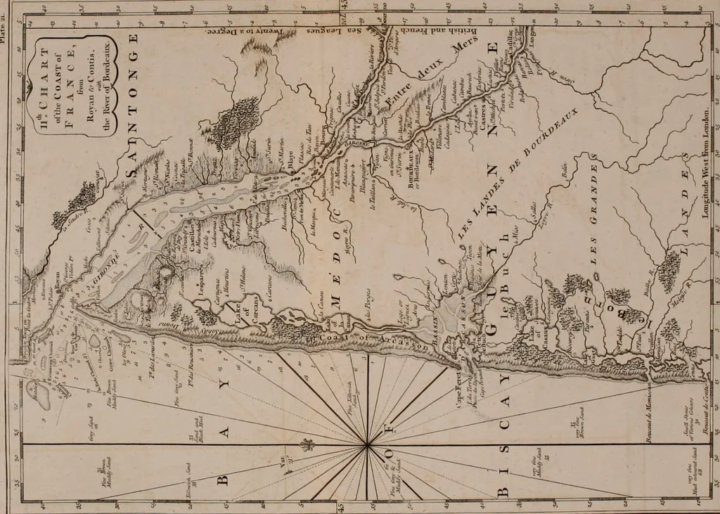 An illustration from Le Petit Neptune français; or, French coasting pilot, for the coast of Flanders, Channel, Bay of Biscay, and Mediterranean. To which is added the coast of Italy from the river Var to Orbitello; with the Gulf of Naples, and the island of Corsica, 1793, leaf 147