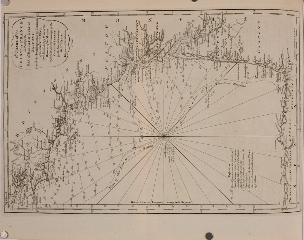 An illustration from Le Petit Neptune français; or, French coasting pilot, for the coast of Flanders, Channel, Bay of Biscay, and Mediterranean. To which is added the coast of Italy from the river Var to Orbitello; with the Gulf of Naples, and the island of Corsica, 1793, leaf 163