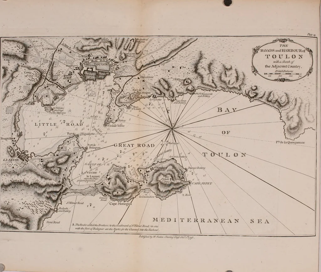 An illustration from Le Petit Neptune français; or, French coasting pilot, for the coast of Flanders, Channel, Bay of Biscay, and Mediterranean. To which is added the coast of Italy from the river Var to Orbitello; with the Gulf of Naples, and the island of Corsica, 1793, leaf 187