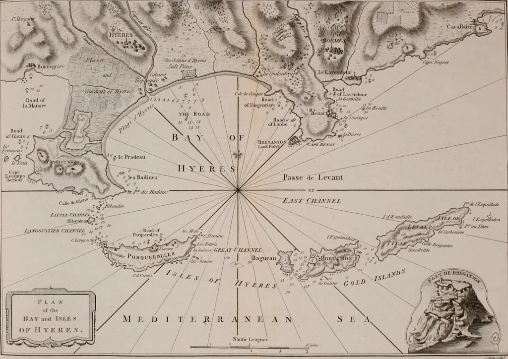 An illustration from Le Petit Neptune français; or, French coasting pilot, for the coast of Flanders, Channel, Bay of Biscay, and Mediterranean. To which is added the coast of Italy from the river Var to Orbitello; with the Gulf of Naples, and the island of Corsica, 1793, leaf 191