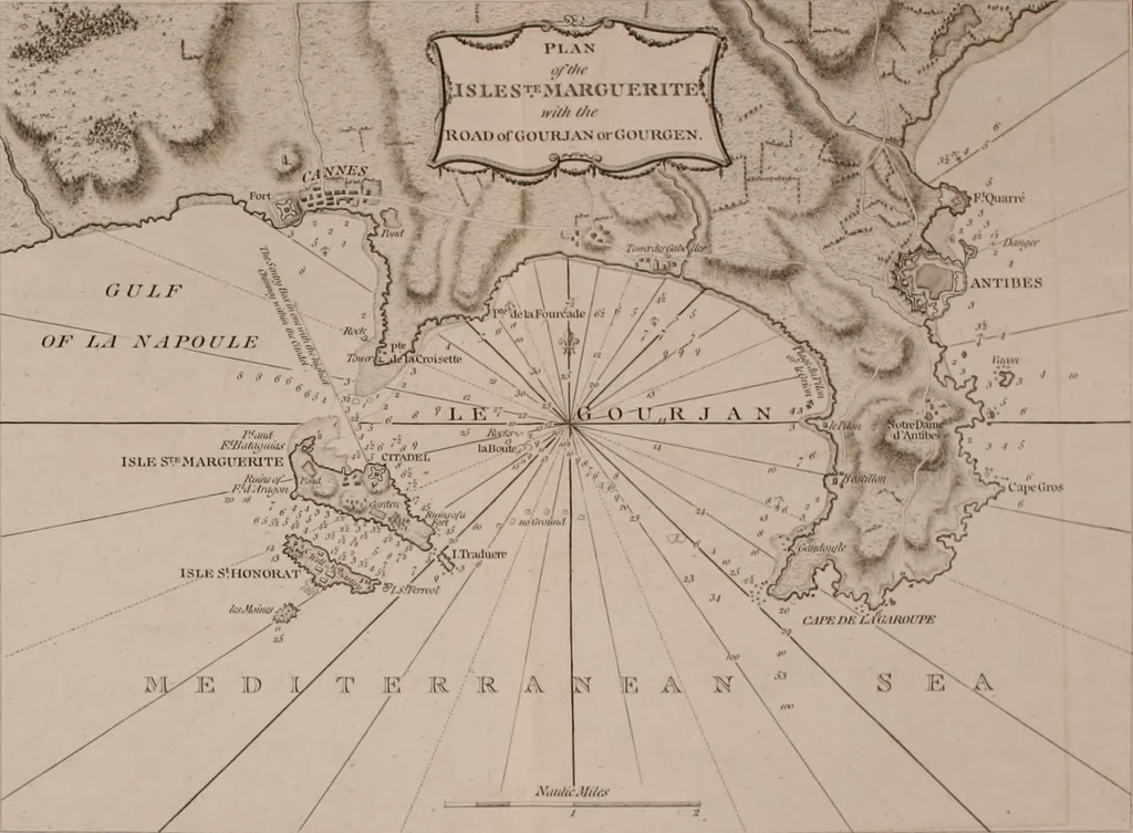 An illustration from Le Petit Neptune français; or, French coasting pilot, for the coast of Flanders, Channel, Bay of Biscay, and Mediterranean. To which is added the coast of Italy from the river Var to Orbitello; with the Gulf of Naples, and the island of Corsica, 1793, leaf 197