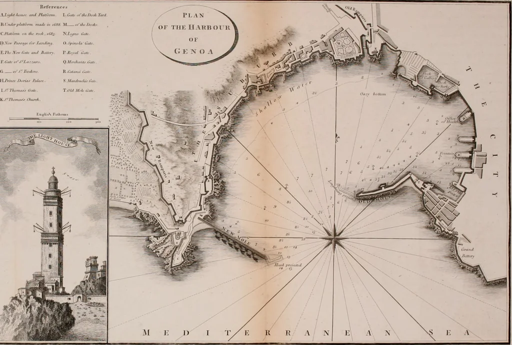 An illustration from Le Petit Neptune français; or, French coasting pilot, for the coast of Flanders, Channel, Bay of Biscay, and Mediterranean. To which is added the coast of Italy from the river Var to Orbitello; with the Gulf of Naples, and the island of Corsica, 1793, leaf 205