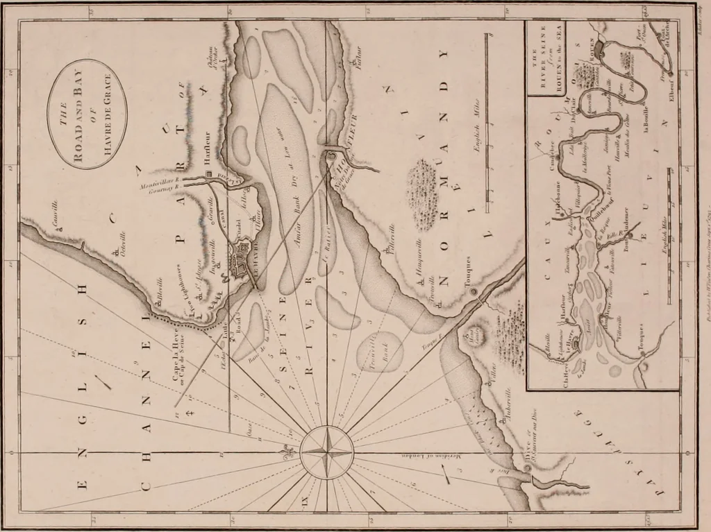 An illustration from Le Petit Neptune français; or, French coasting pilot, for the coast of Flanders, Channel, Bay of Biscay, and Mediterranean. To which is added the coast of Italy from the river Var to Orbitello; with the Gulf of Naples, and the island of Corsica, 1793, leaf 51