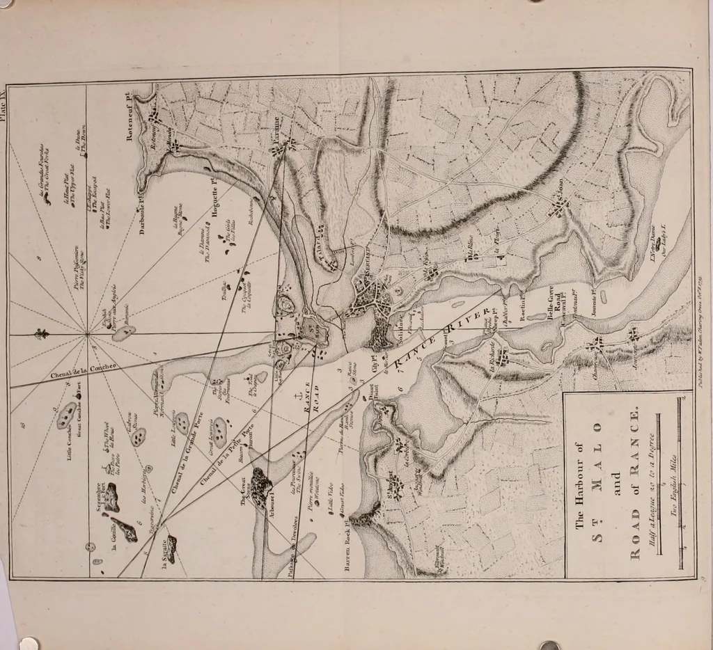 An illustration from Le Petit Neptune français; or, French coasting pilot, for the coast of Flanders, Channel, Bay of Biscay, and Mediterranean. To which is added the coast of Italy from the river Var to Orbitello; with the Gulf of Naples, and the island of Corsica, 1793, leaf 77