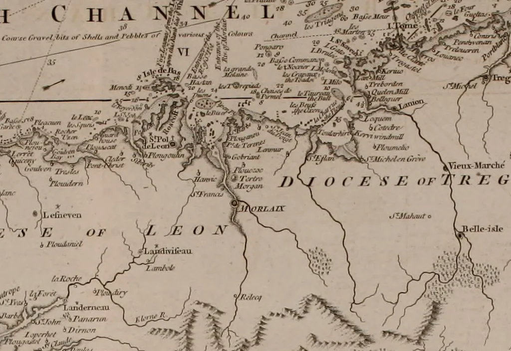 An illustration from Le Petit Neptune français; or, French coasting pilot, for the coast of Flanders, Channel, Bay of Biscay, and Mediterranean. To which is added the coast of Italy from the river Var to Orbitello; with the Gulf of Naples, and the island of Corsica, 1793, leaf 95