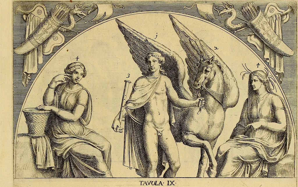 An illustration from Le pitture antiche delle grotte di Roma, e del sepolcro de' Nasonj : disegnate, & intagliate alla similitudine degli antichi originali, 1706, leaf 104