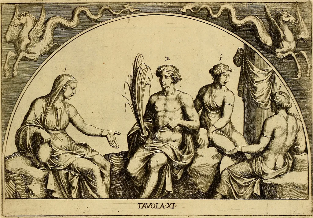 An illustration from Le pitture antiche delle grotte di Roma, e del sepolcro de' Nasonj : disegnate, & intagliate alla similitudine degli antichi originali, 1706, leaf 108