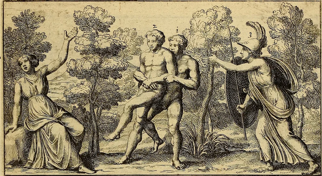 An illustration from Le pitture antiche delle grotte di Roma, e del sepolcro de' Nasonj : disegnate, & intagliate alla similitudine degli antichi originali, 1706, leaf 112