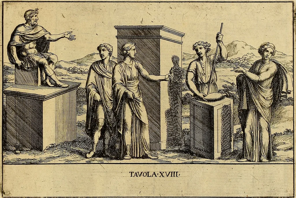 An illustration from Le pitture antiche delle grotte di Roma, e del sepolcro de' Nasonj : disegnate, & intagliate alla similitudine degli antichi originali, 1706, leaf 122