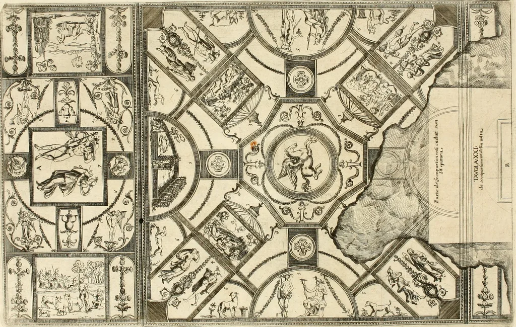 An illustration from Le pitture antiche delle grotte di Roma, e del sepolcro de' Nasonj : disegnate, & intagliate alla similitudine degli antichi originali, 1706, leaf 129
