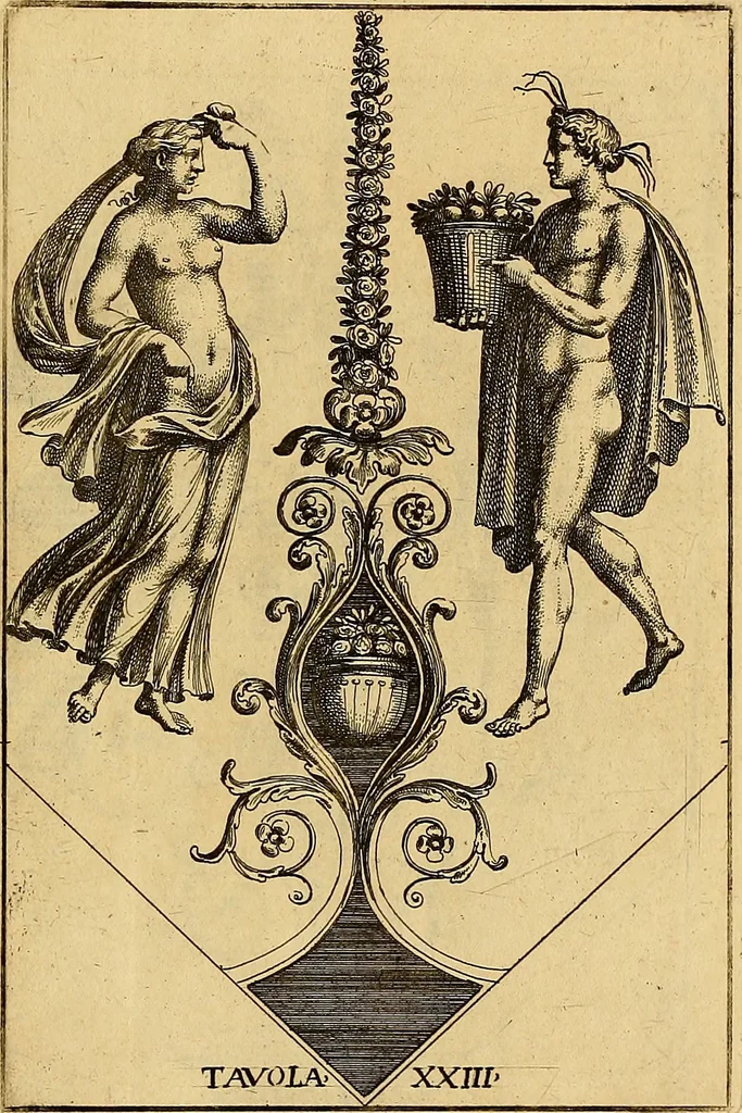An illustration from Le pitture antiche delle grotte di Roma, e del sepolcro de' Nasonj : disegnate, & intagliate alla similitudine degli antichi originali, 1706, leaf 132