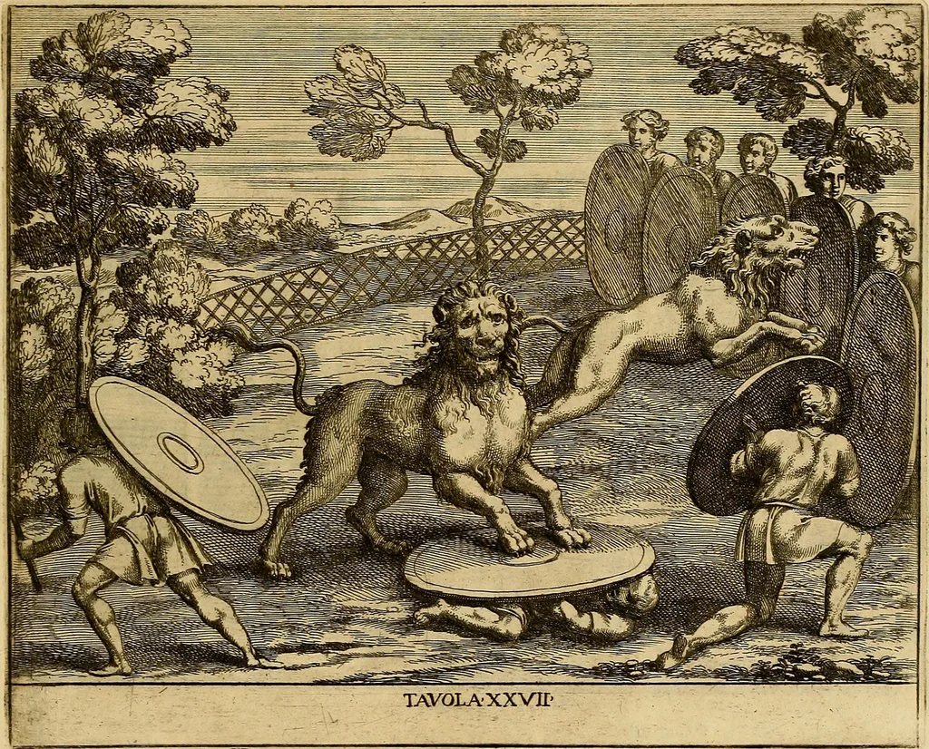 An illustration from Le pitture antiche delle grotte di Roma, e del sepolcro de' Nasonj : disegnate, & intagliate alla similitudine degli antichi originali, 1706, leaf 140