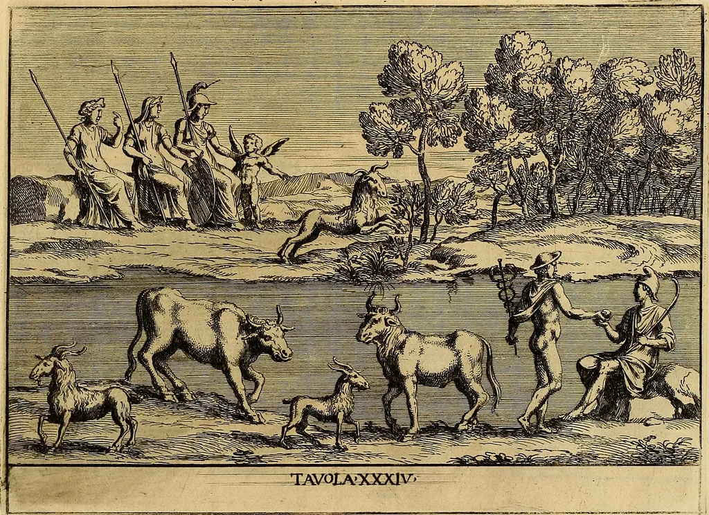 An illustration from Le pitture antiche delle grotte di Roma, e del sepolcro de' Nasonj : disegnate, & intagliate alla similitudine degli antichi originali, 1706, leaf 152