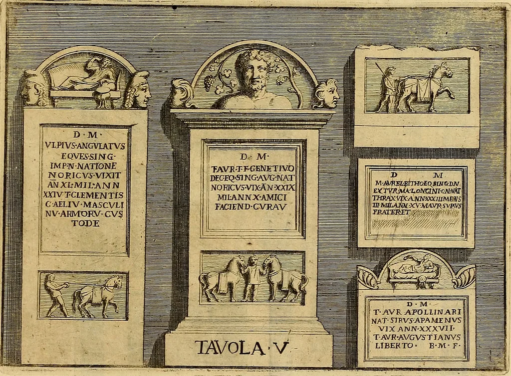 An illustration from Le pitture antiche delle grotte di Roma, e del sepolcro de' Nasonj : disegnate, & intagliate alla similitudine degli antichi originali, 1706, leaf 188