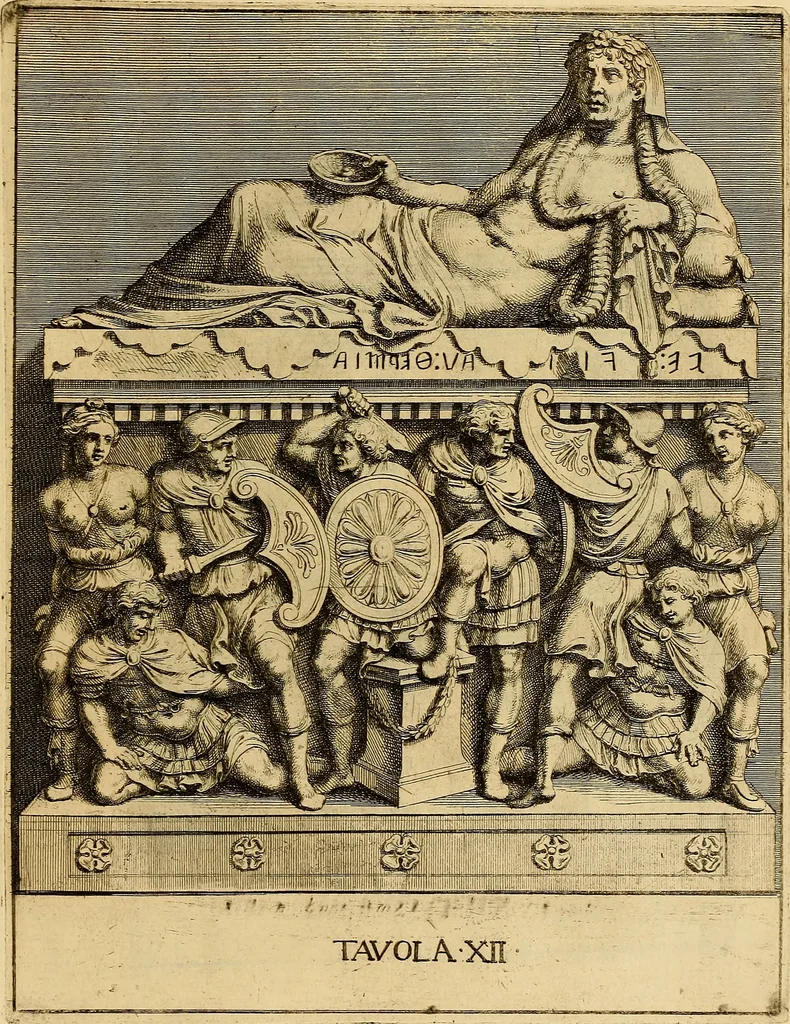 An illustration from Le pitture antiche delle grotte di Roma, e del sepolcro de' Nasonj : disegnate, & intagliate alla similitudine degli antichi originali, 1706, leaf 202