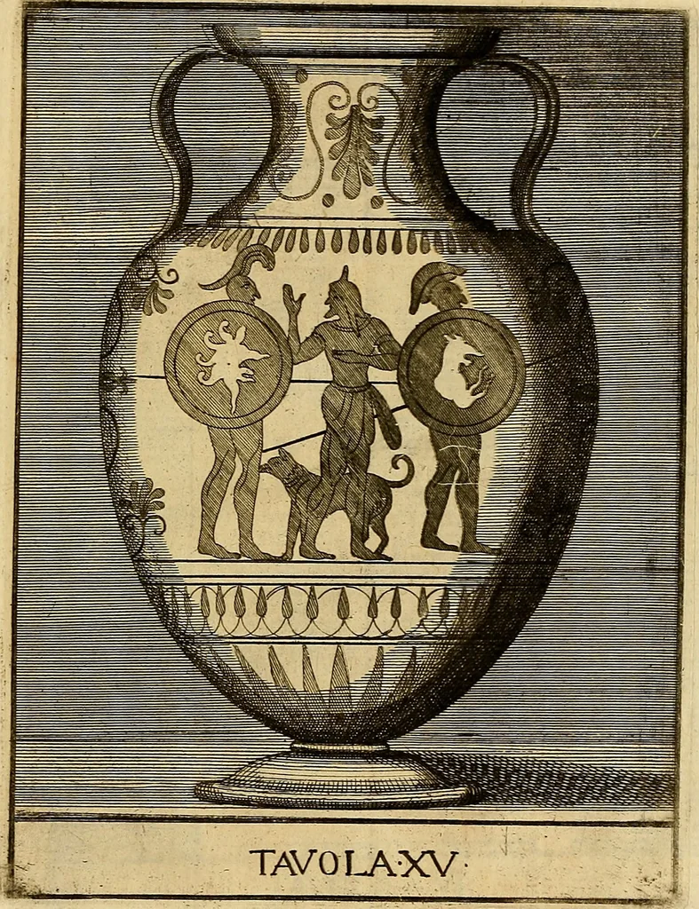 An illustration from Le pitture antiche delle grotte di Roma, e del sepolcro de' Nasonj : disegnate, & intagliate alla similitudine degli antichi originali, 1706, leaf 208