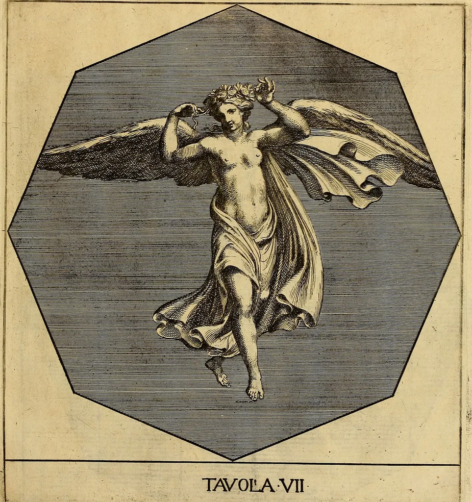 An illustration from Le pitture antiche delle grotte di Roma, e del sepolcro de' Nasonj : disegnate, & intagliate alla similitudine degli antichi originali, 1706, leaf 24