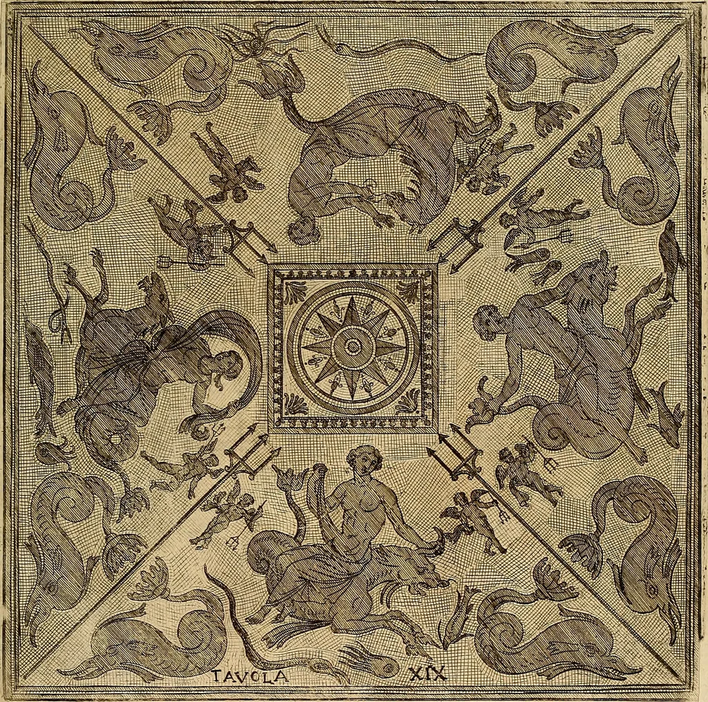An illustration from Le pitture antiche delle grotte di Roma, e del sepolcro de' Nasonj : disegnate, & intagliate alla similitudine degli antichi originali, 1706, leaf 48