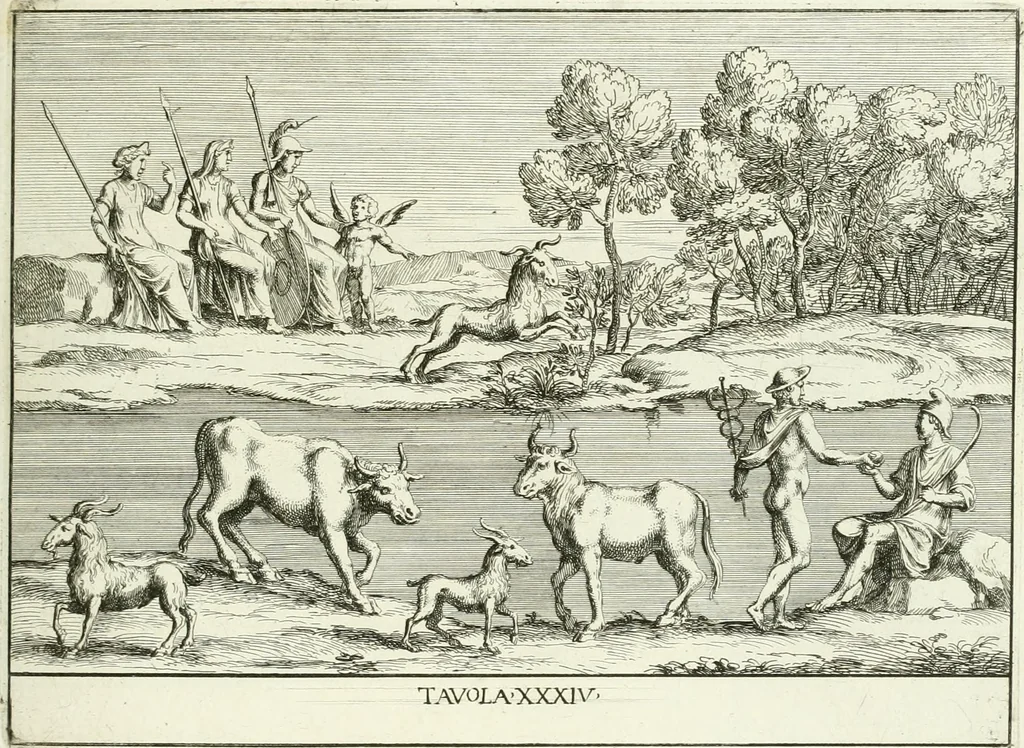 An illustration from Le pitture antiche del sepolcro de Nasonii nella Via Flaminia : disegnate, ed intagliate alla similitudine degli antichi originali, 1680, leaf 106