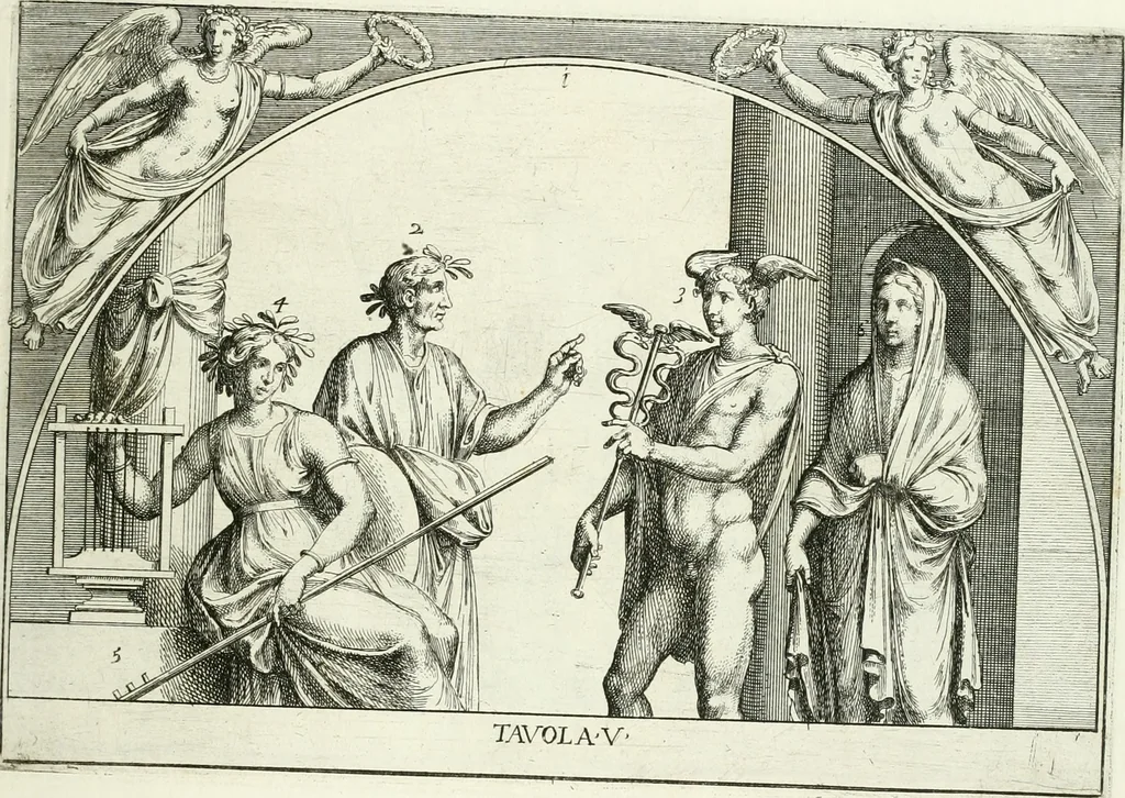 An illustration from Le pitture antiche del sepolcro de Nasonii nella Via Flaminia : disegnate, ed intagliate alla similitudine degli antichi originali, 1680, leaf 32