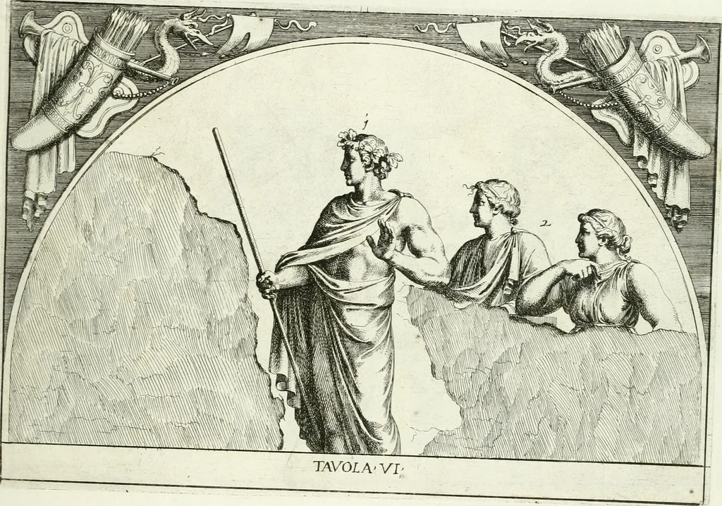 An illustration from Le pitture antiche del sepolcro de Nasonii nella Via Flaminia : disegnate, ed intagliate alla similitudine degli antichi originali, 1680, leaf 34