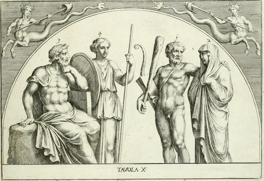 An illustration from Le pitture antiche del sepolcro de Nasonii nella Via Flaminia : disegnate, ed intagliate alla similitudine degli antichi originali, 1680, leaf 42