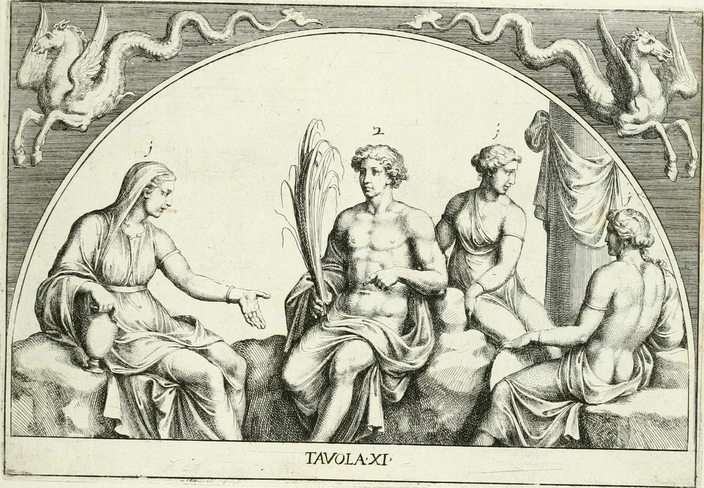 An illustration from Le pitture antiche del sepolcro de Nasonii nella Via Flaminia : disegnate, ed intagliate alla similitudine degli antichi originali, 1680, leaf 44