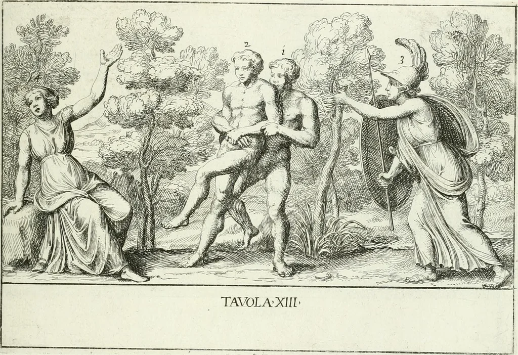 An illustration from Le pitture antiche del sepolcro de Nasonii nella Via Flaminia : disegnate, ed intagliate alla similitudine degli antichi originali, 1680, leaf 48