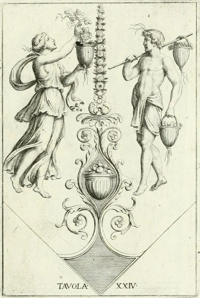 An illustration from Le pitture antiche del sepolcro de Nasonii nella Via Flaminia : disegnate, ed intagliate alla similitudine degli antichi originali, 1680, leaf 86