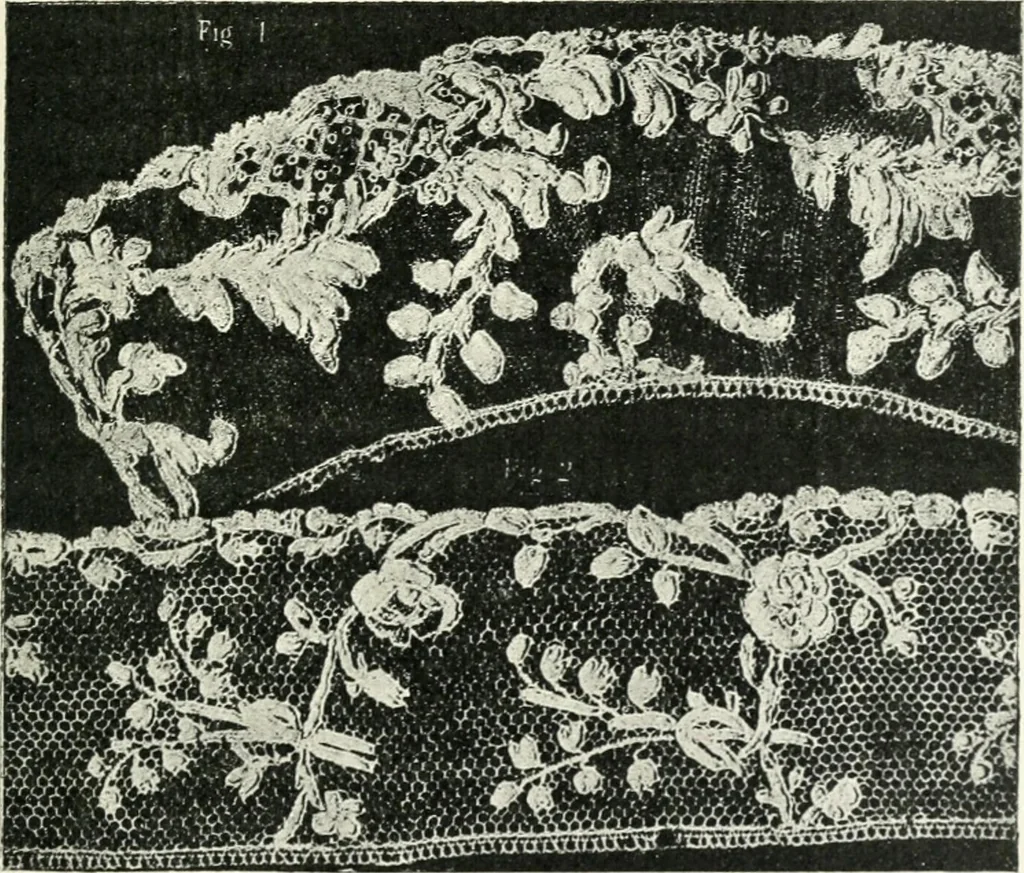 An illustration from Le poinct de France et les centres dentelliers au XVIIe et au XVIIIe siècles; ouvrage orné de quarante-trois illustrations, 1905, leaf 110