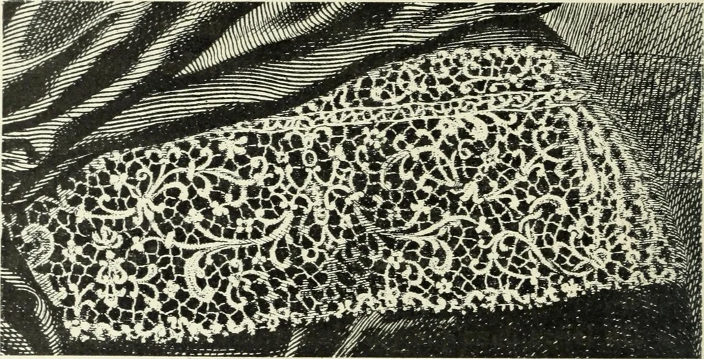 An illustration from Le poinct de France et les centres dentelliers au XVIIe et au XVIIIe siècles; ouvrage orné de quarante-trois illustrations, 1905, leaf 145