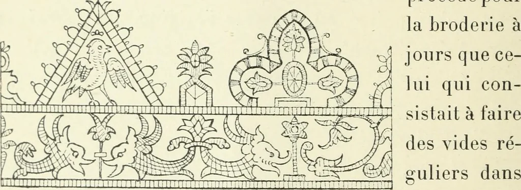 An illustration from Le poinct de France et les centres dentelliers au XVIIe et au XVIIIe siècles; ouvrage orné de quarante-trois illustrations, 1905, leaf 47