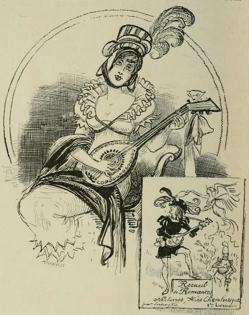 An illustration from Le Portefeuille d'un très vieux garçon, 1885, leaf 40