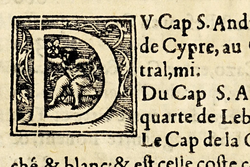 An illustration from Le portulan contenant la description tant des mers du Ponent despuis le destroict de Gibeltar iusques a la Schiuse en Flandres, que de la mer Mediterranée, ou du Leuant,, 1577, leaf 200