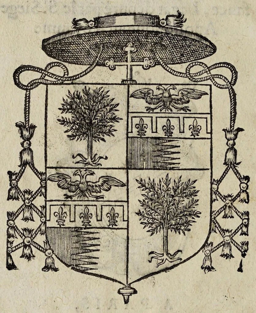 An illustration from Le povvoir et commission de Monseignevr l'illvstrissime & reuerendissime Cardinal de Plaisance, legat deputé par le S. Siege Apostolique au Royaume de France., 1592, leaf 6