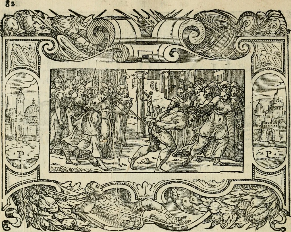 An illustration from Le prime imprese del conte Orlando, 1572, leaf 103