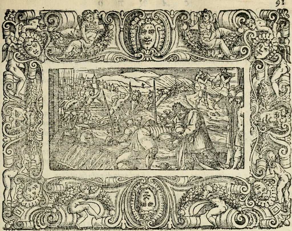 An illustration from Le prime imprese del conte Orlando, 1572, leaf 112