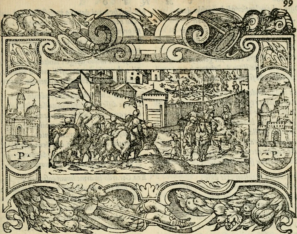 An illustration from Le prime imprese del conte Orlando, 1572, leaf 120