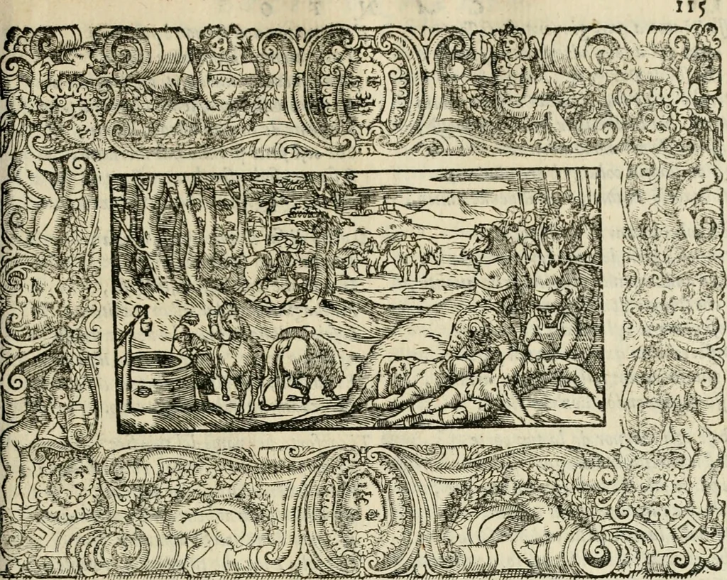 An illustration from Le prime imprese del conte Orlando, 1572, leaf 136